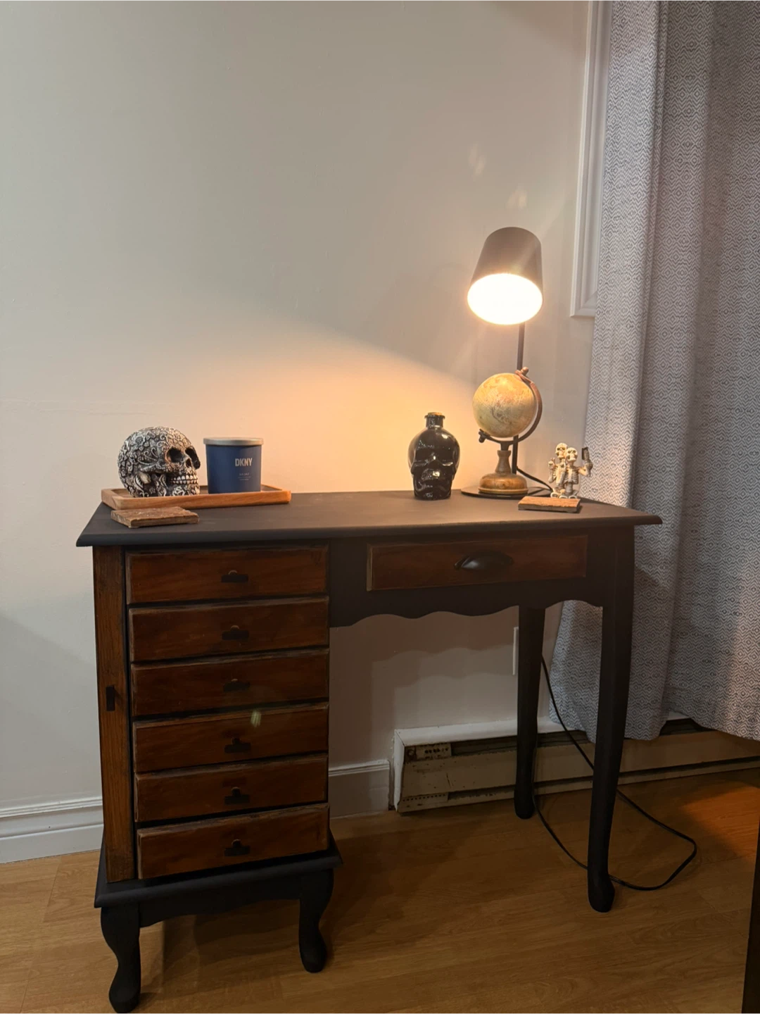 Two-Tone Boho Entryway Table Vanity Desk Unique Statement Piece