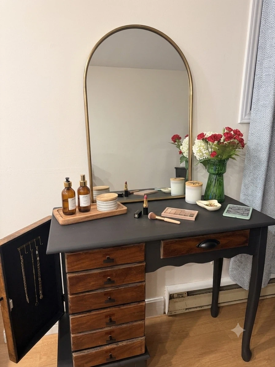 Two-Tone Boho Entryway Table Vanity Desk Unique Statement Piece - photo 2