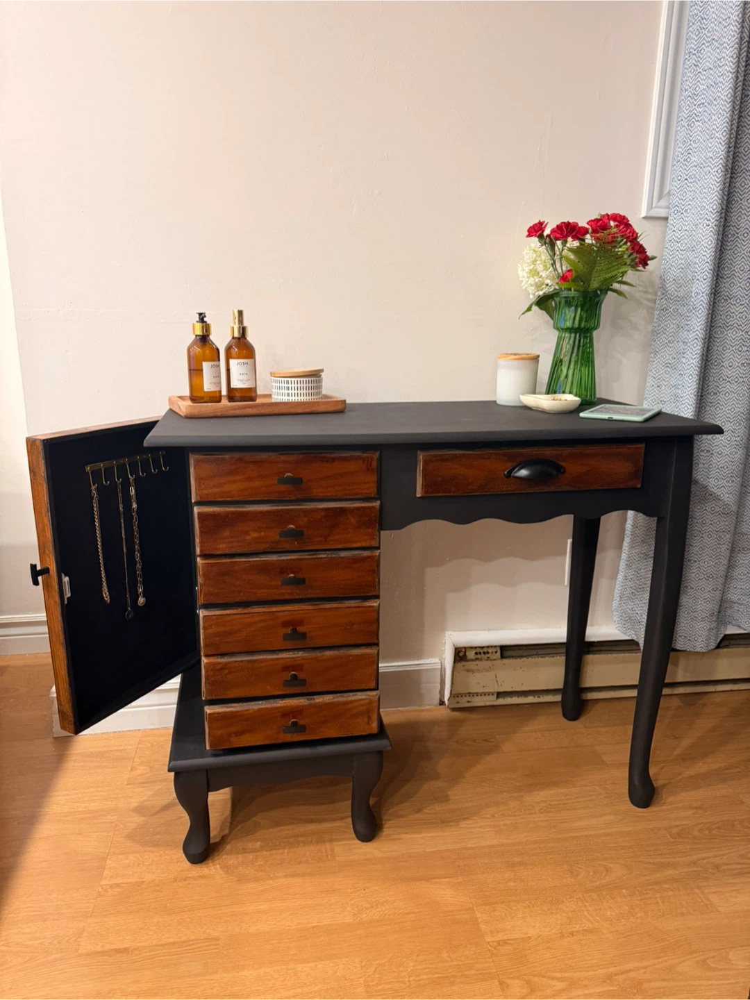 Two-Tone Boho Entryway Table Vanity Desk Unique Statement Piece - photo 3