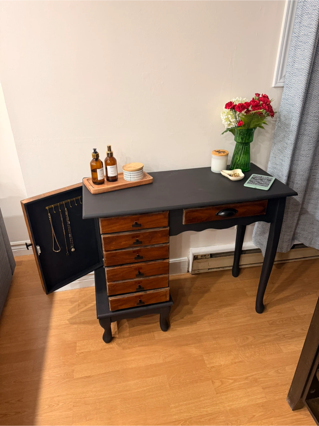 Two-Tone Boho Entryway Table Vanity Desk Unique Statement Piece - photo 4