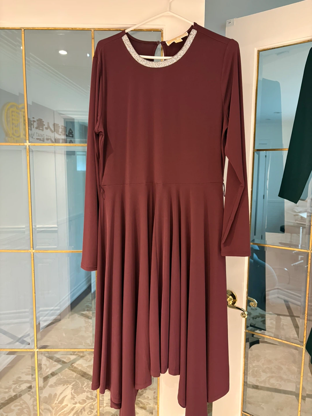 MK Embellished Neckline Dress Burgundy Size L - photo 3