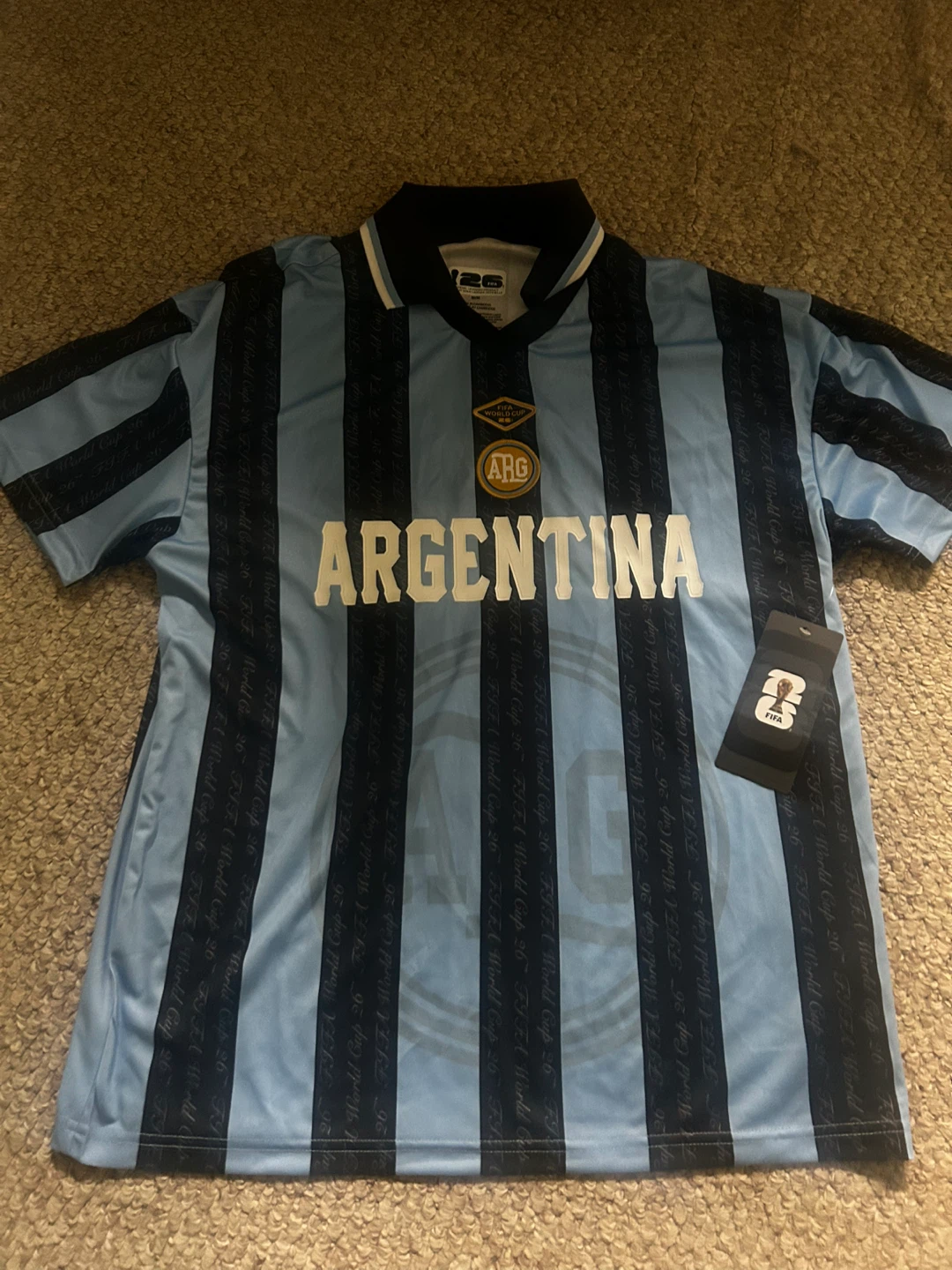 NWT Argentina World Cup FIFA Jersey Mens Medium