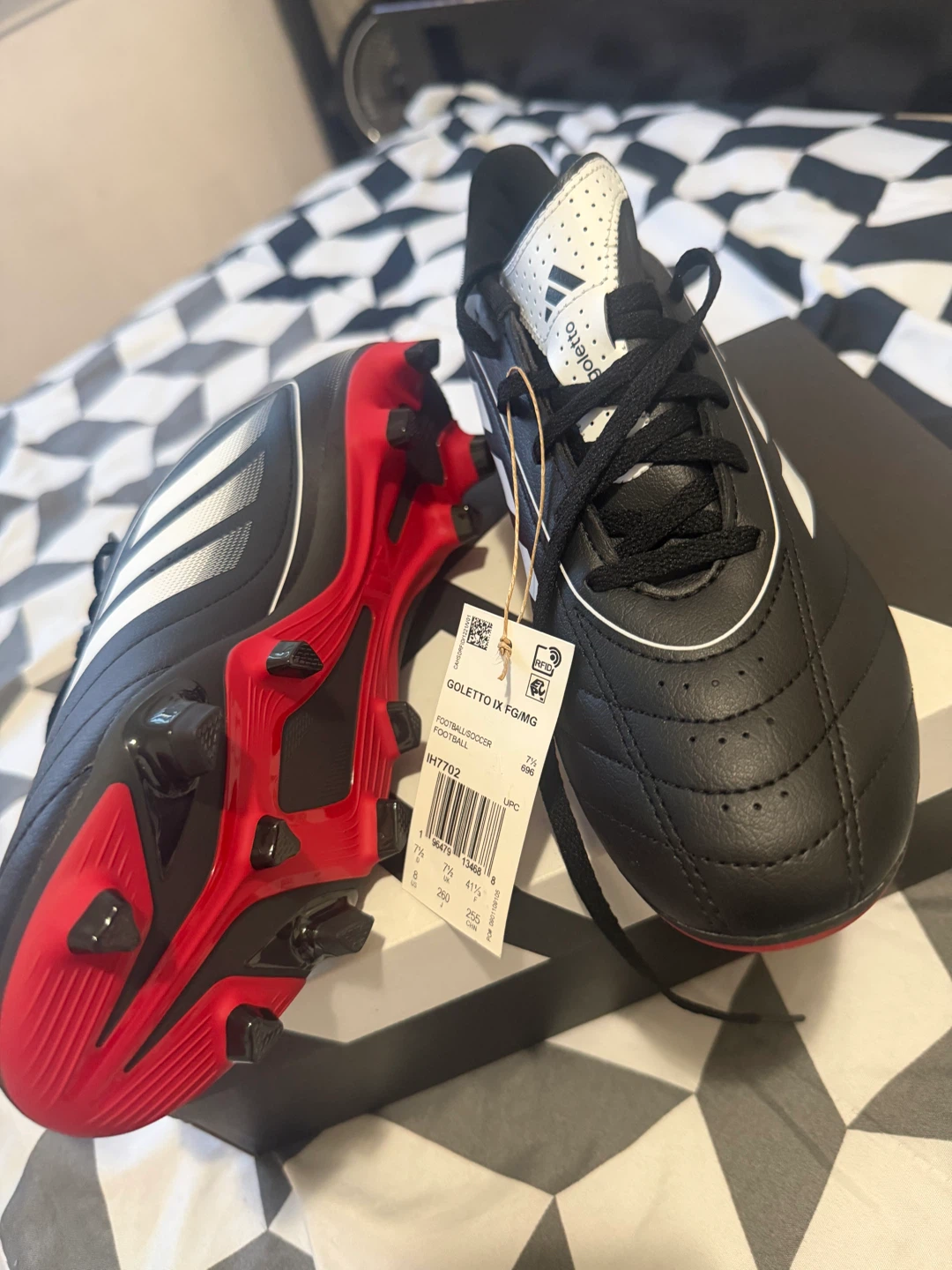 Adidas Goletto IX FG/MG Football Boots Black/Red Size 8/7/9/10 - photo 2