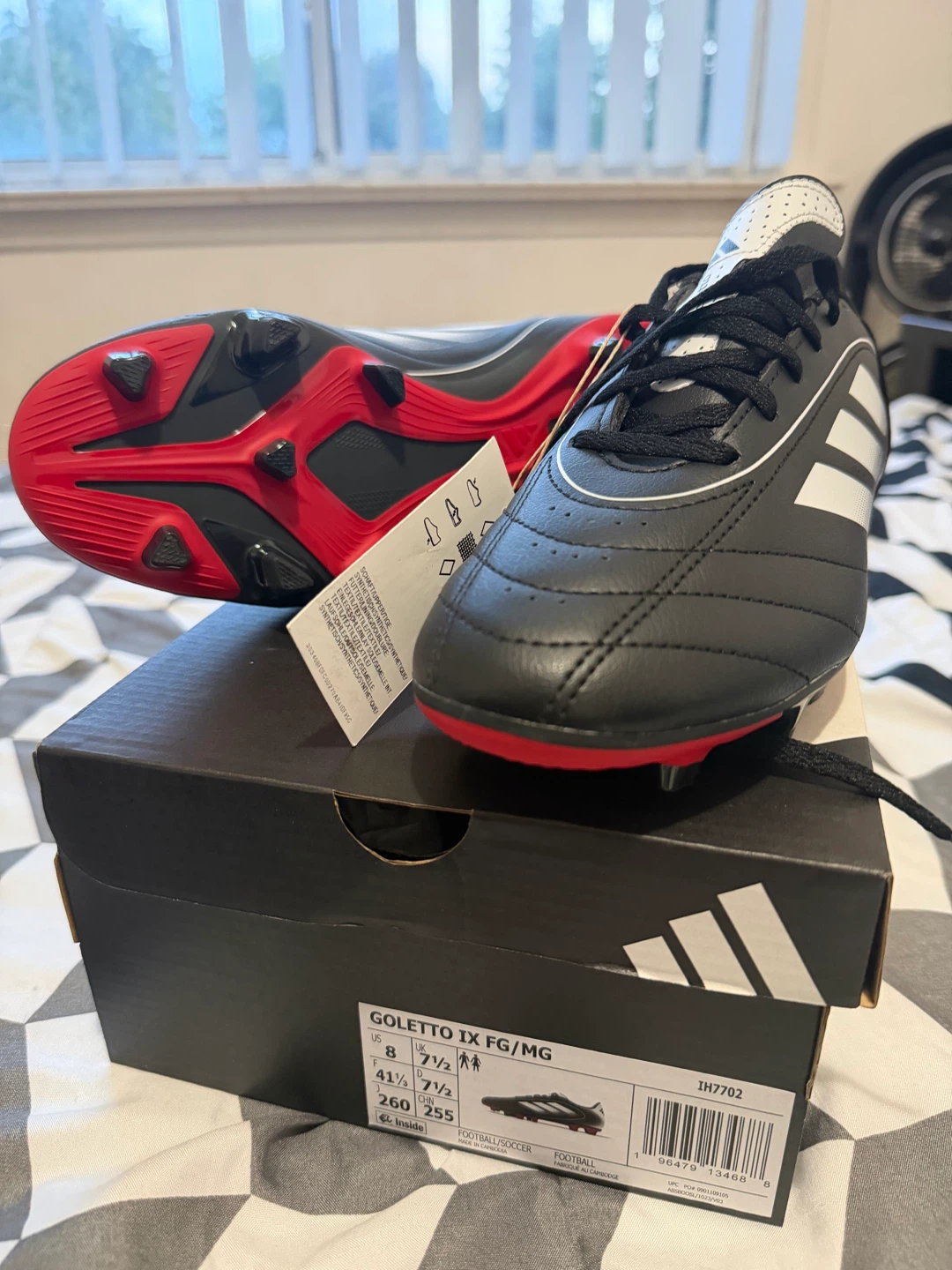 Adidas Goletto IX FG/MG Football Boots Black/Red Size 8/7/9/10 - photo 3
