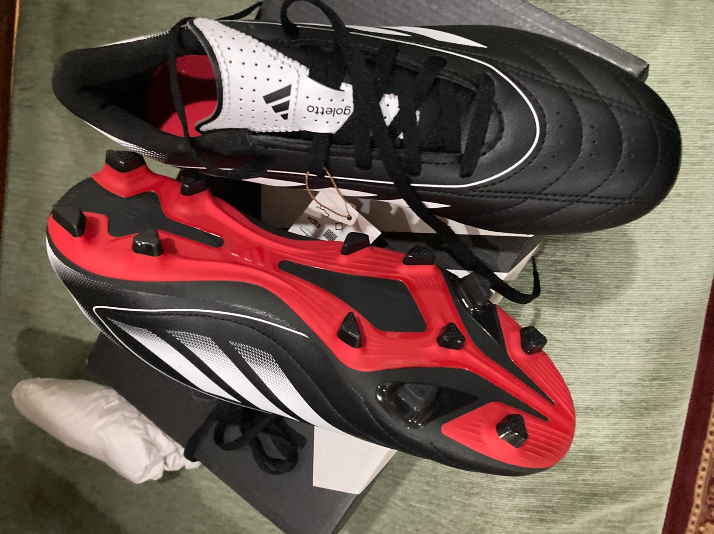 Adidas Goletto IX FG/MG Football Boots Black/Red Size 8/7/9/10 - photo 4