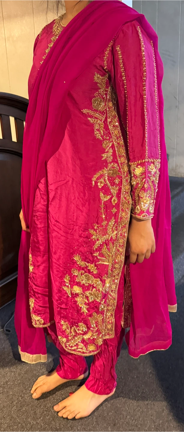 Embroidered Pink Kurta Suit with Dupatta