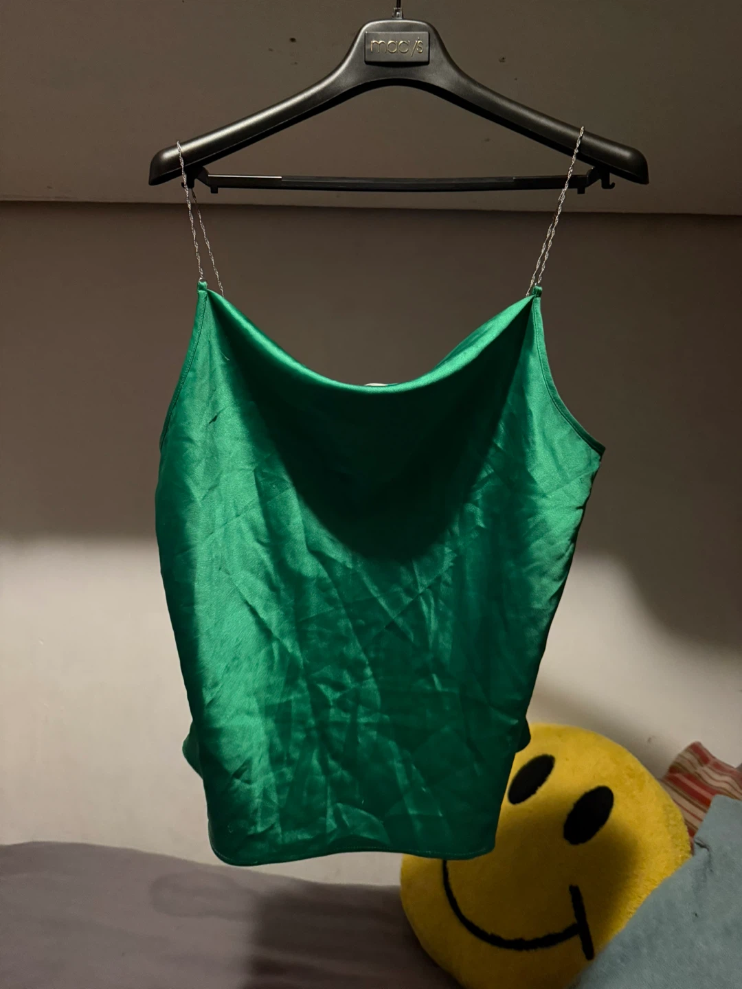 Nicole Miller New York Emerald Green Satin Camisole Top - Size L