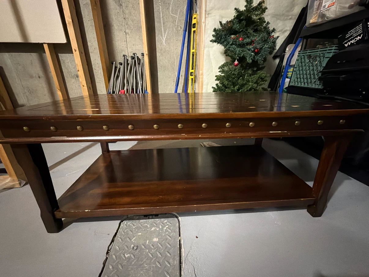 Dark Wood Coffee Table with Stud Accents - photo 4