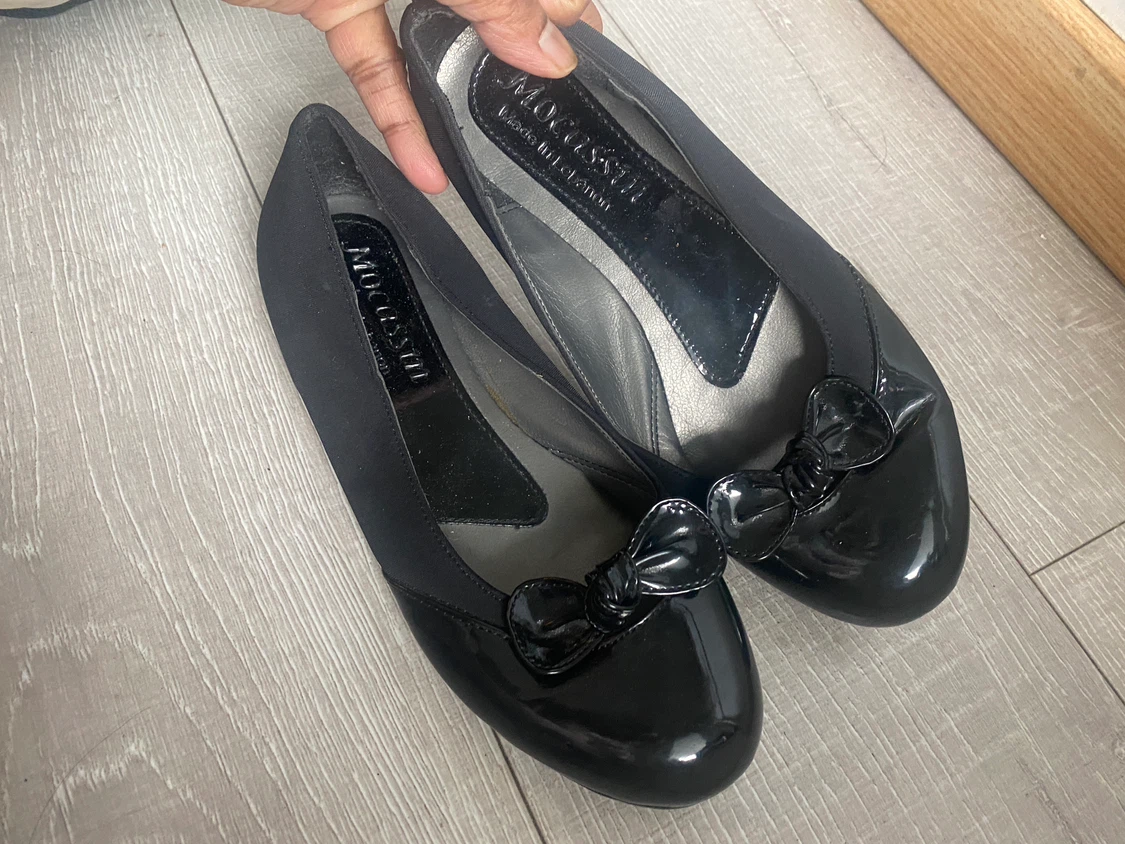Mocassini Black Patent Bow Flats