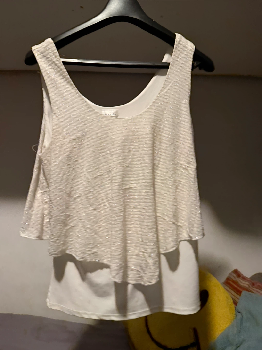 Freesia White Embellished Layered Tank Top