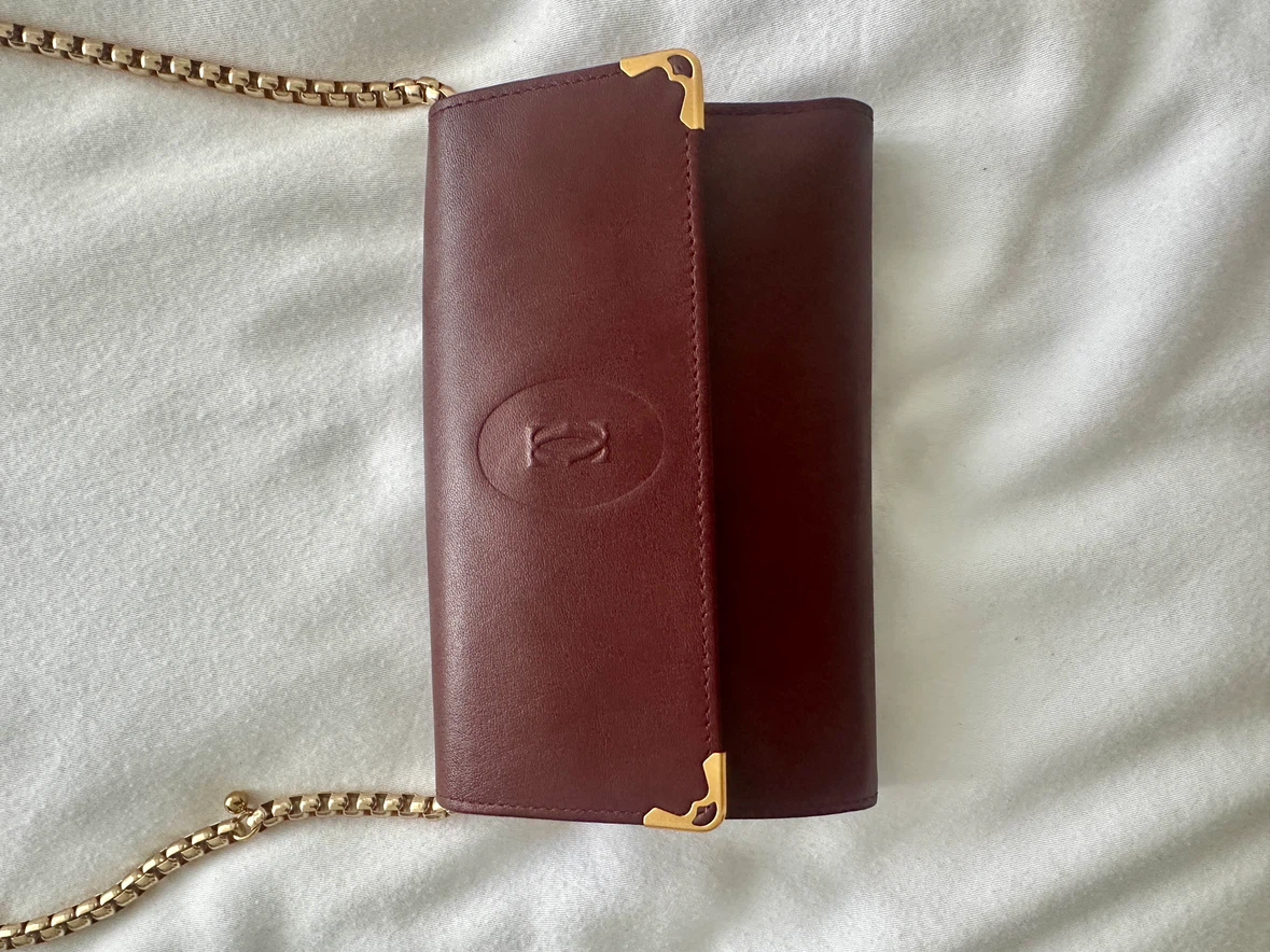 Cartier Burgundy Leather Wallet with Chain - photo 2