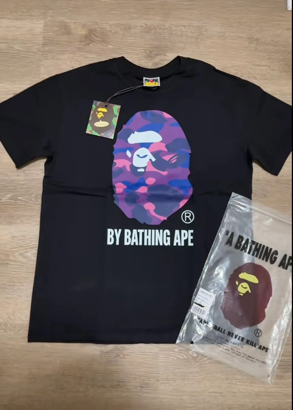 BAPE BY BATHING APE Black Camo Ape Head T-Shirt