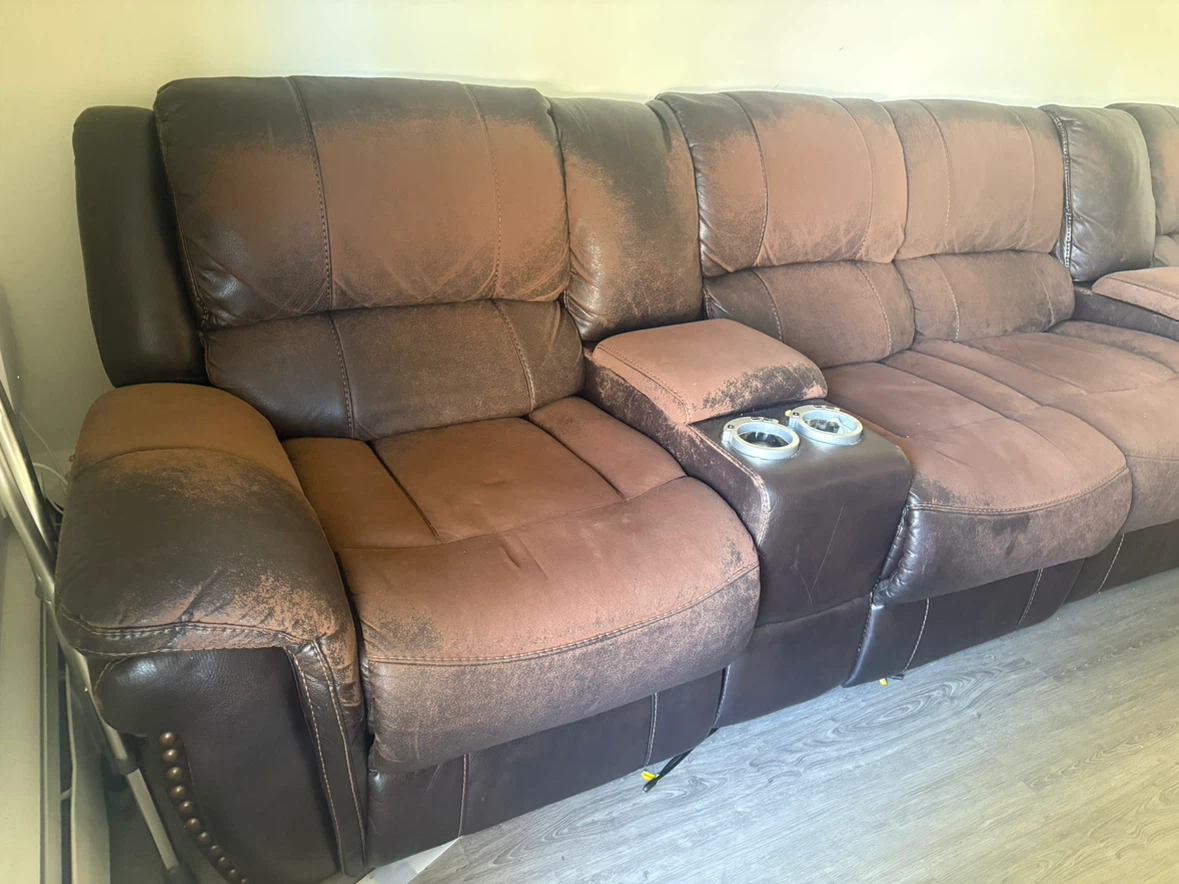 Brown Reclining Sofa with Cup Holders