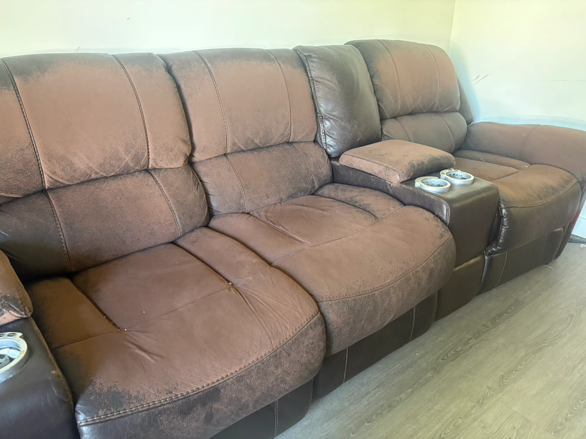 Brown Reclining Sofa with Cup Holders - photo 2