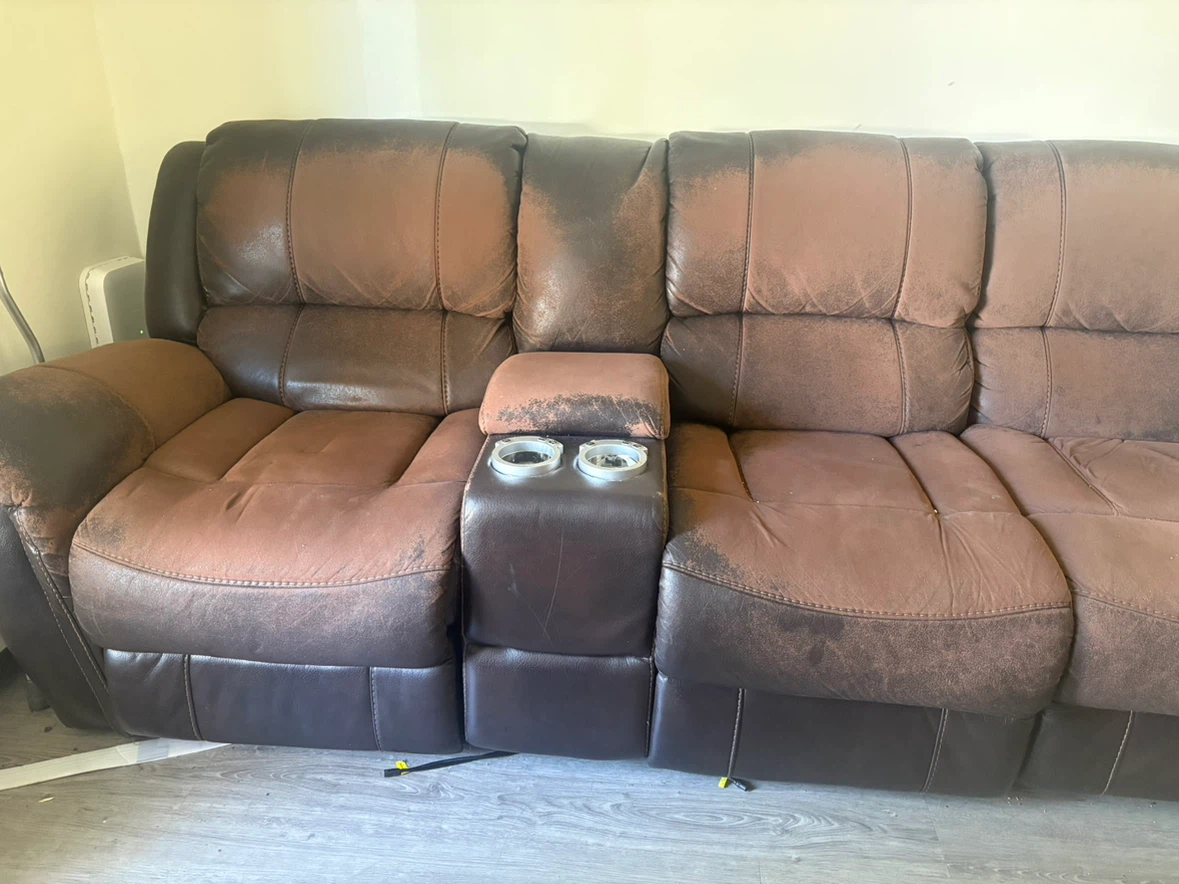 Brown Reclining Sofa with Cup Holders - photo 3