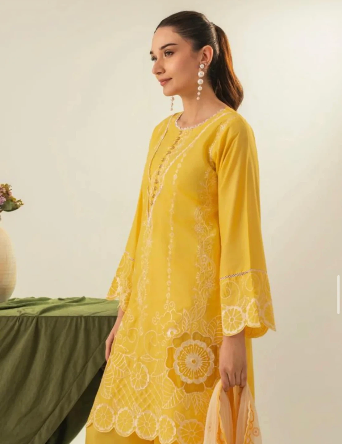 Women's Yellow Embroidered 3-Piece Suit - photo 3
