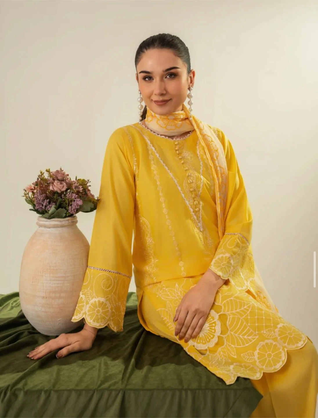 Women's Yellow Embroidered 3-Piece Suit - photo 5