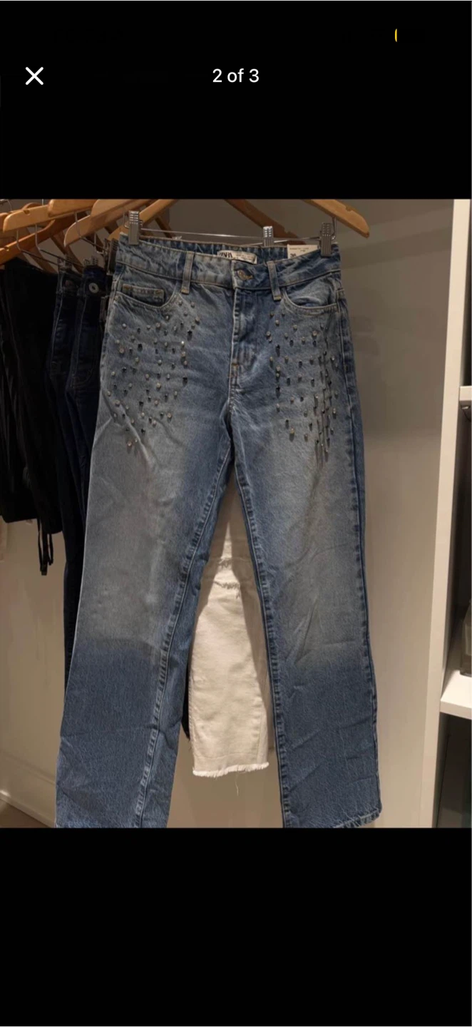 ZARA Straight Full Length Jeans with Embellishments - photo 2
