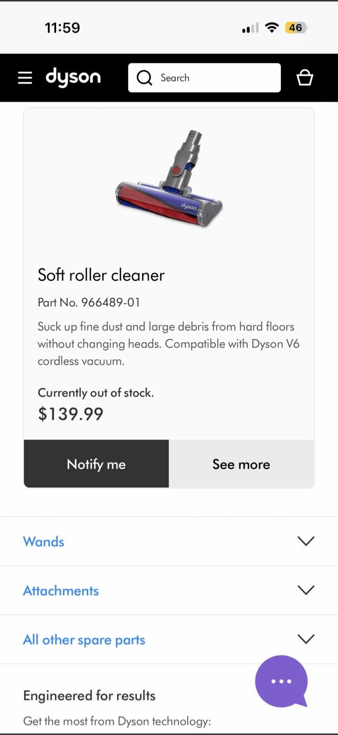 Dyson v6 White and Iron Cyclone parts for sale