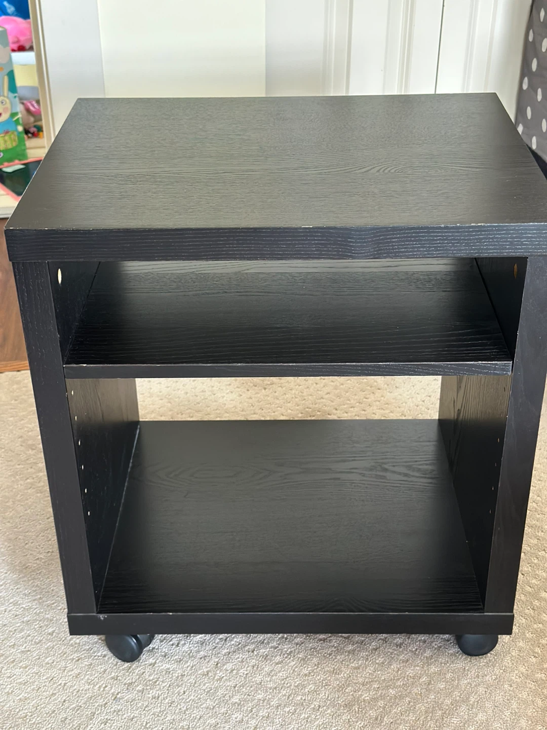 Black 2-Shelf Rolling Side Table
