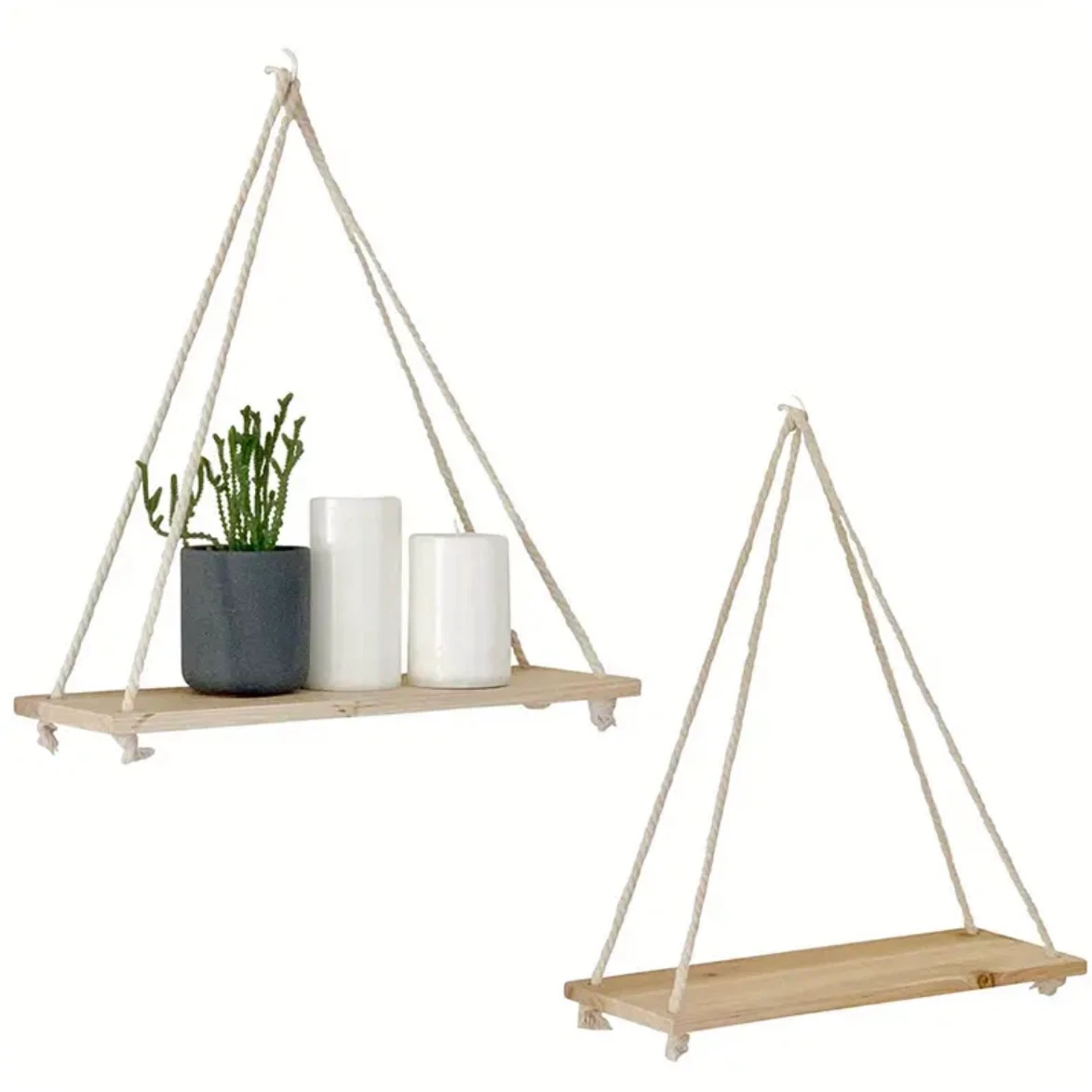 🆕 Wood Hanging Shelves x2
