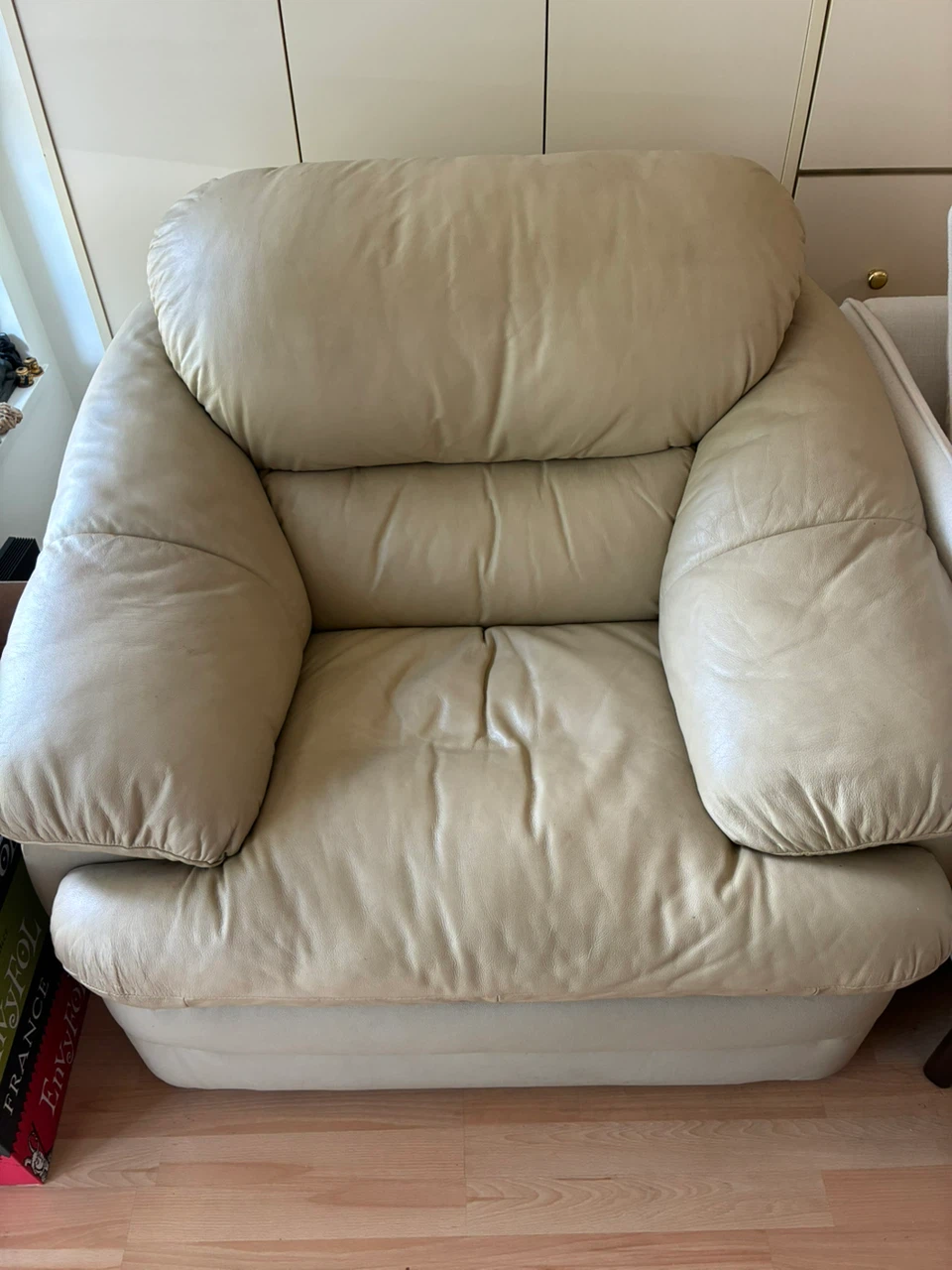 Beige Leather Armchair