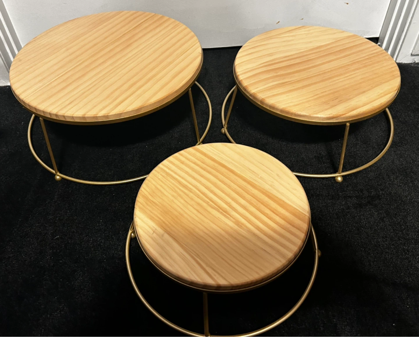 Set of 3 Wood & Gold Cake Stands - photo 2
