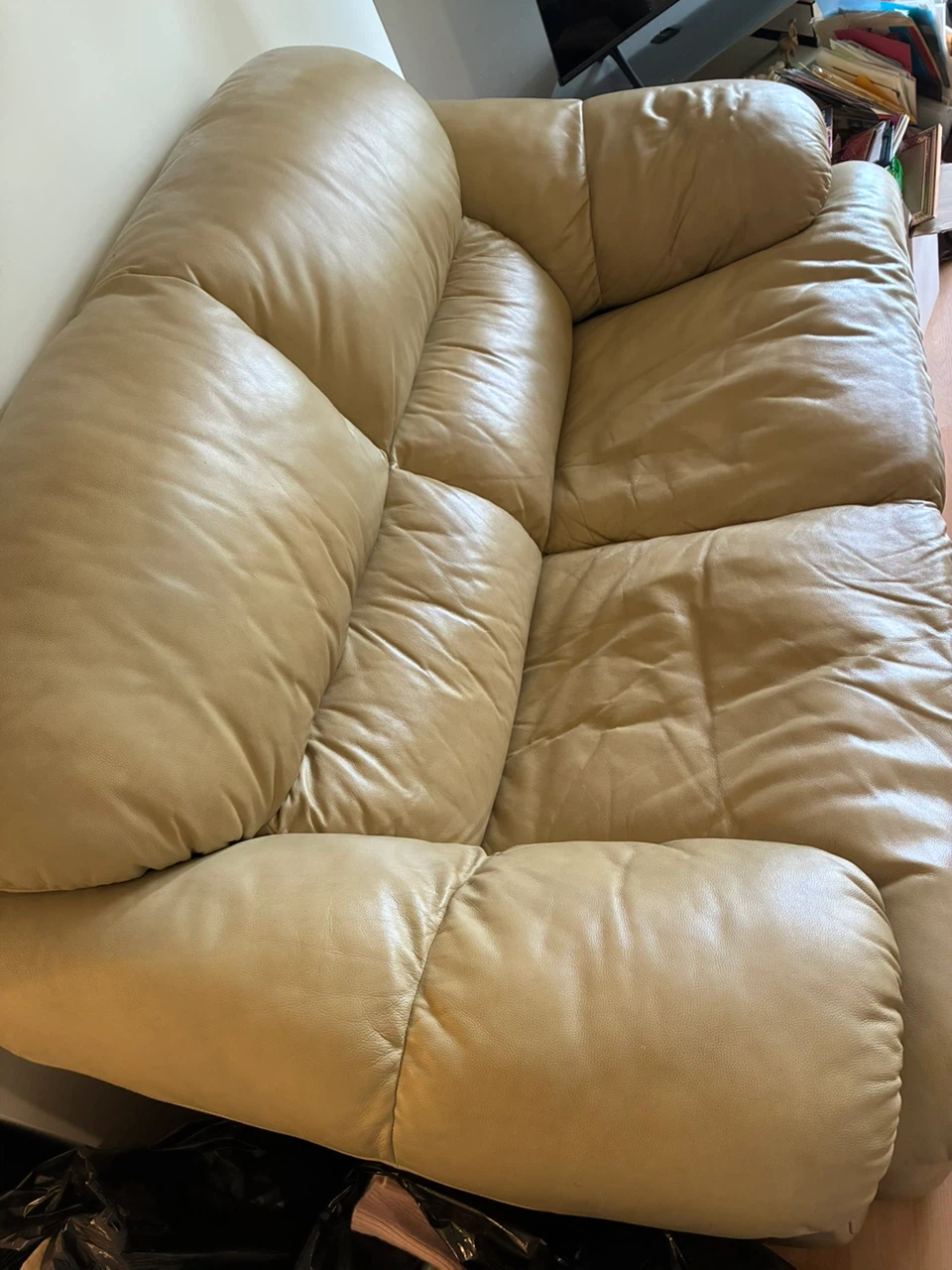 Tan Leather Sofa Section