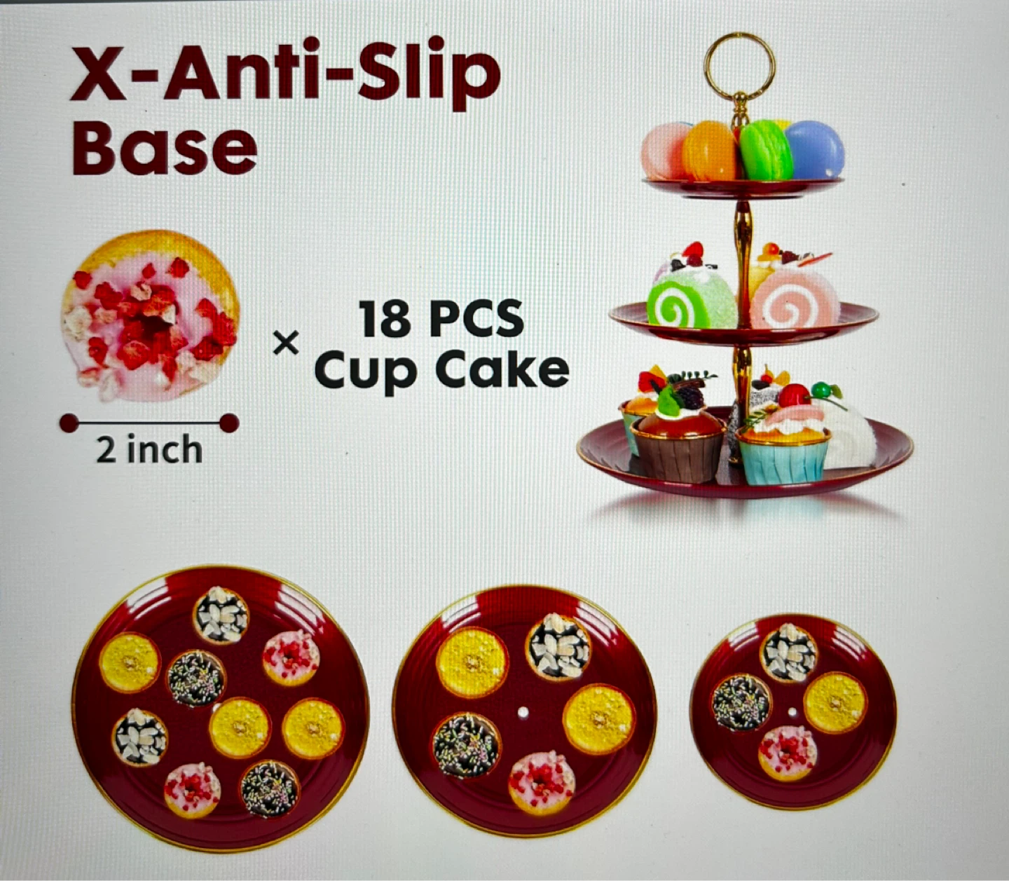 3-Tier Cake Stand Dessert Display Tower (Set of 2) - photo 3