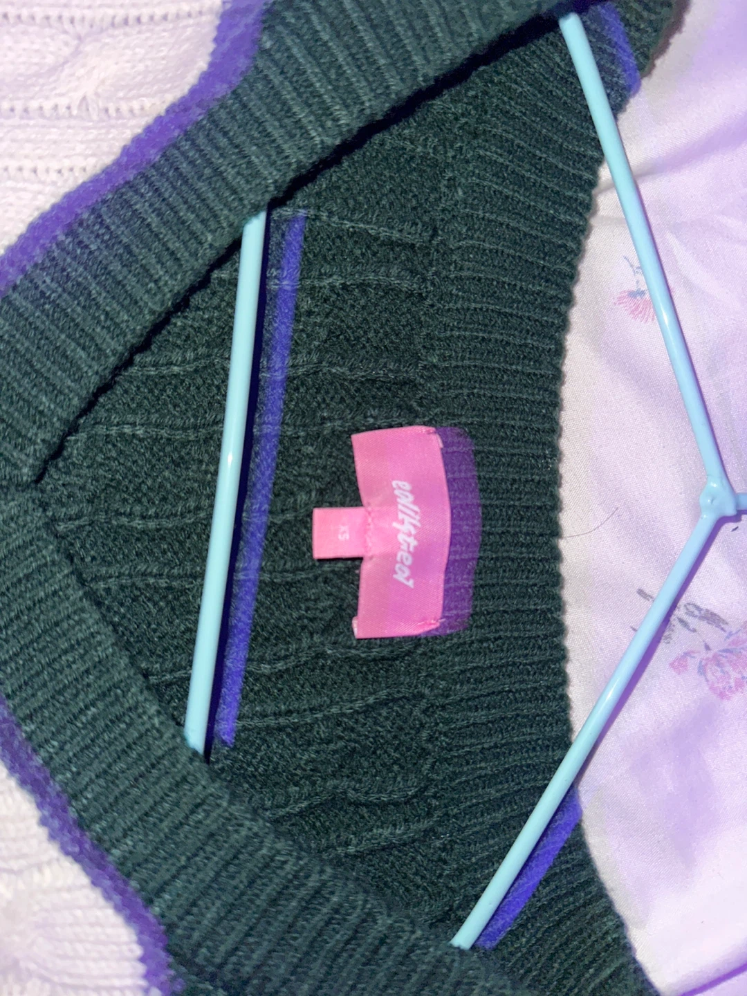 Edikted oversized striped cable knit sweater green and white - photo 2