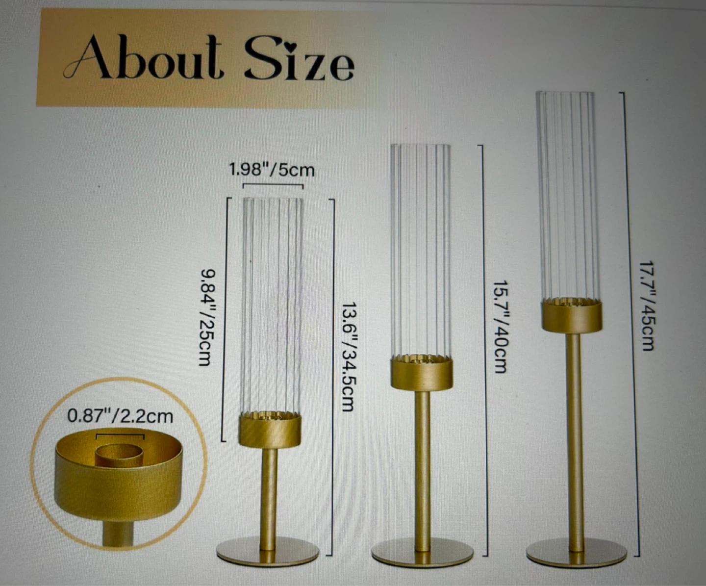 Turvono Glass Taper Candle Holders Set of 3