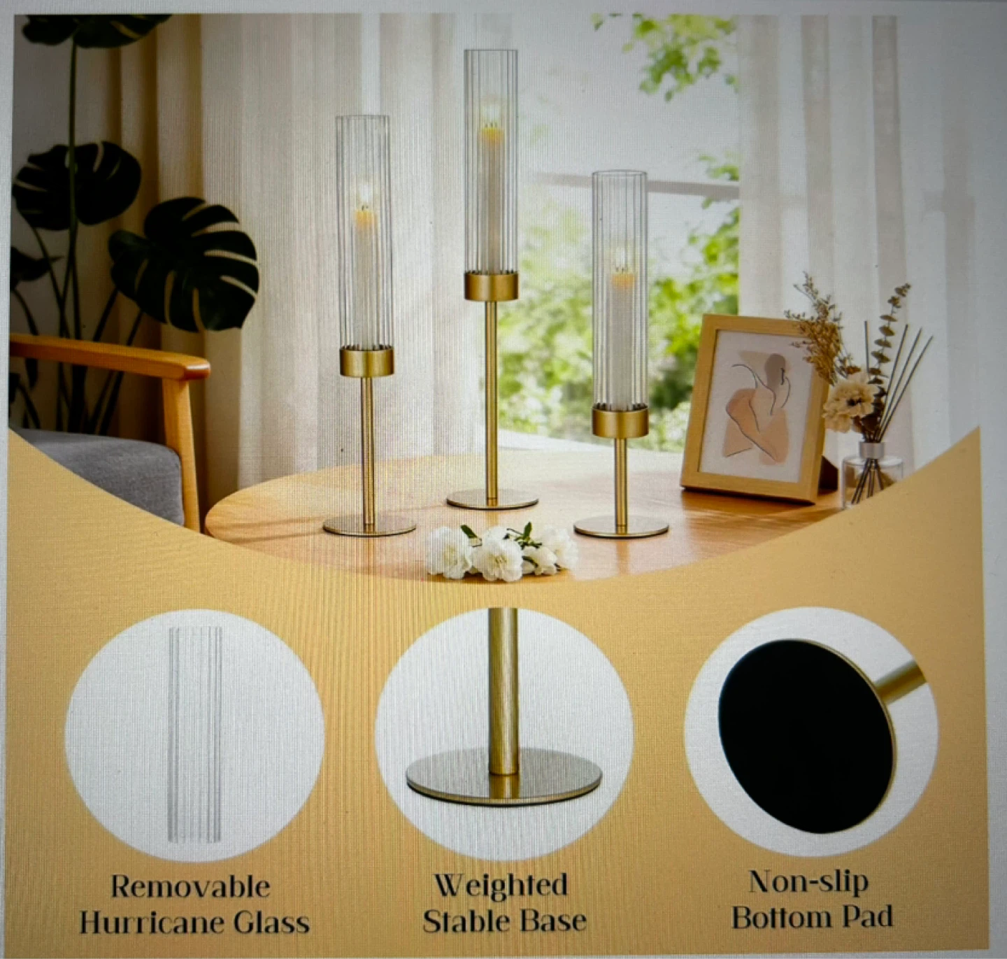 Turvono Glass Taper Candle Holders Set of 3 - photo 4