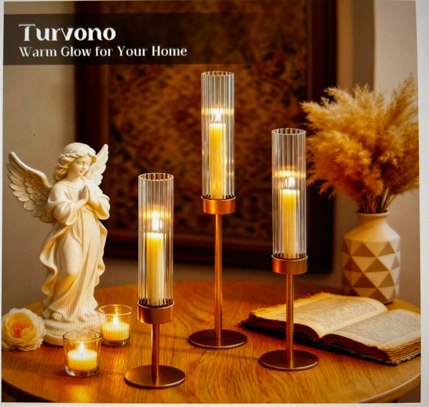 Turvono Glass Taper Candle Holders Set of 3 - photo 5