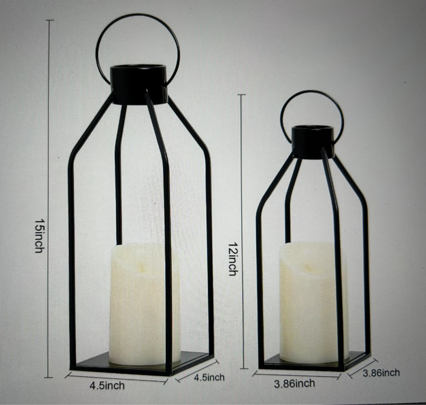 Black Metal Lantern Set (2) - Large & Small - photo 2