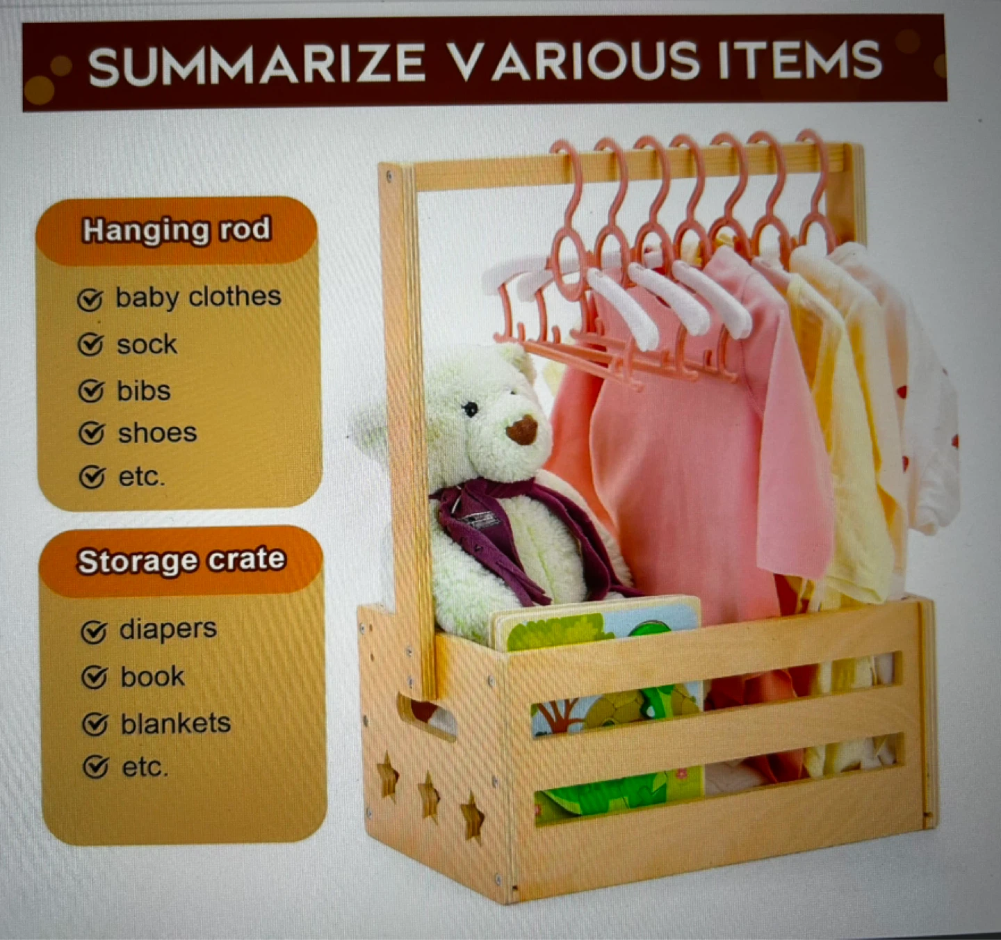 Wooden Hanging Rack and Storage Crate - photo 5