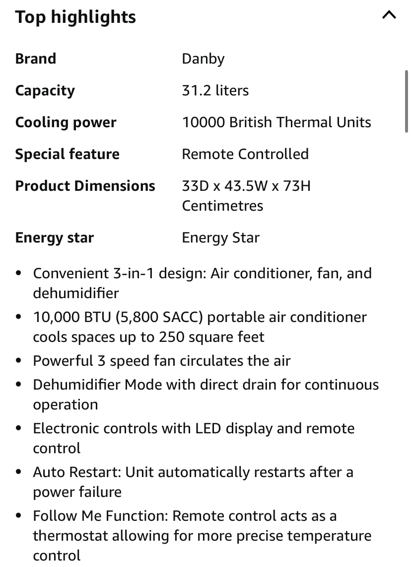 Danby 3-in-1 Portable Air Conditioner - Fan - Dehumidifier 🥵🥶☺️ - photo 4