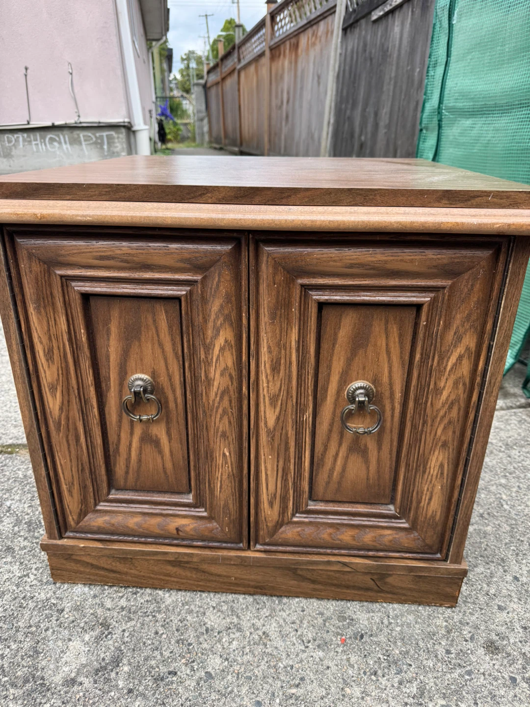 Vintage Wood Side Table with Doors