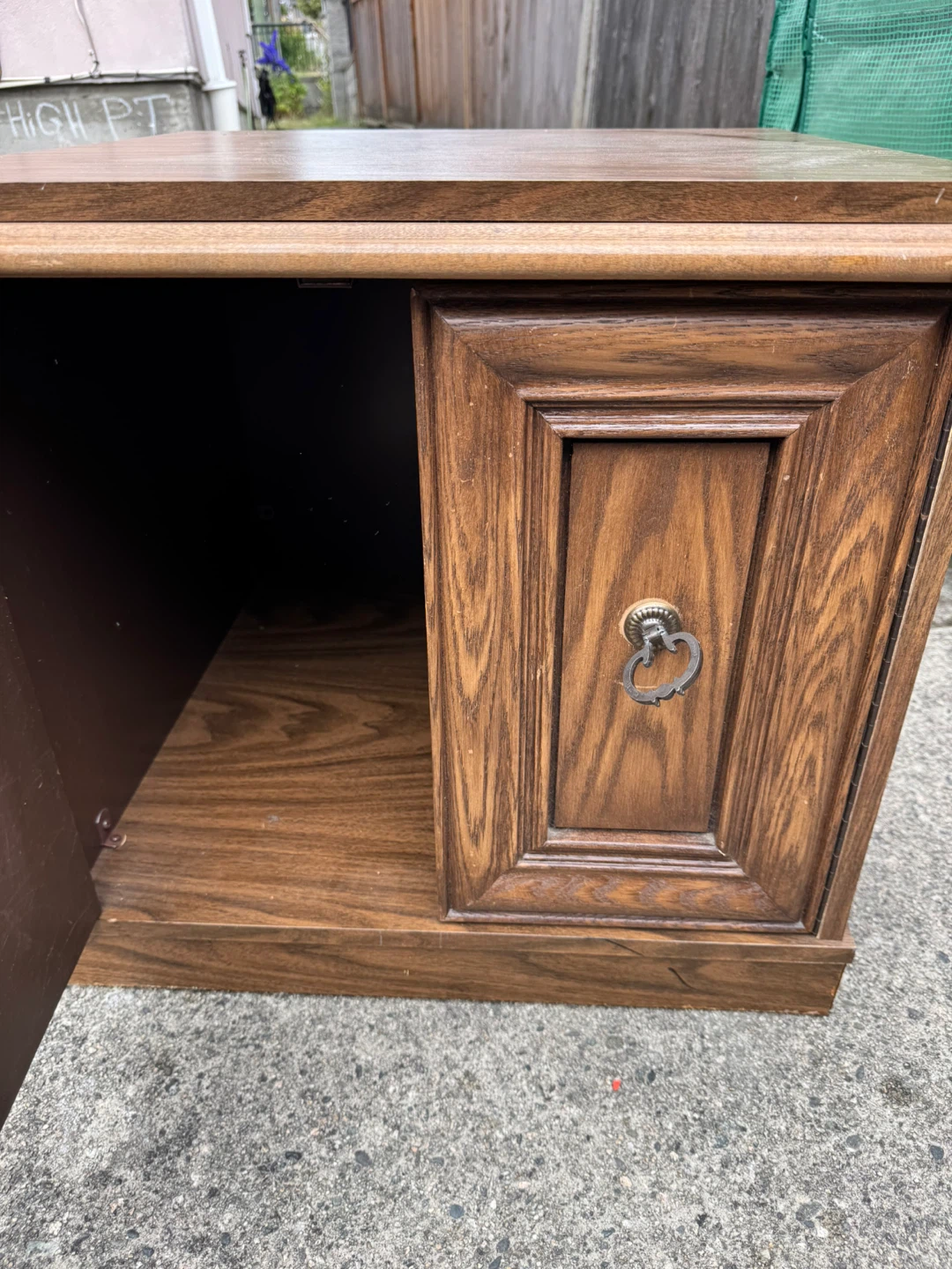 Vintage Wood Side Table with Doors - photo 2