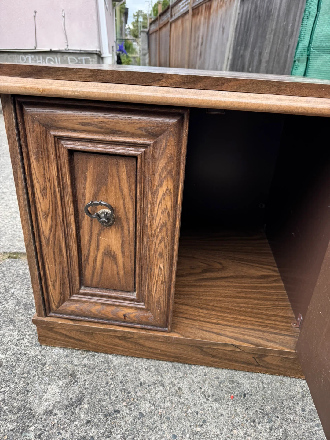 Vintage Wood Side Table with Doors - photo 3