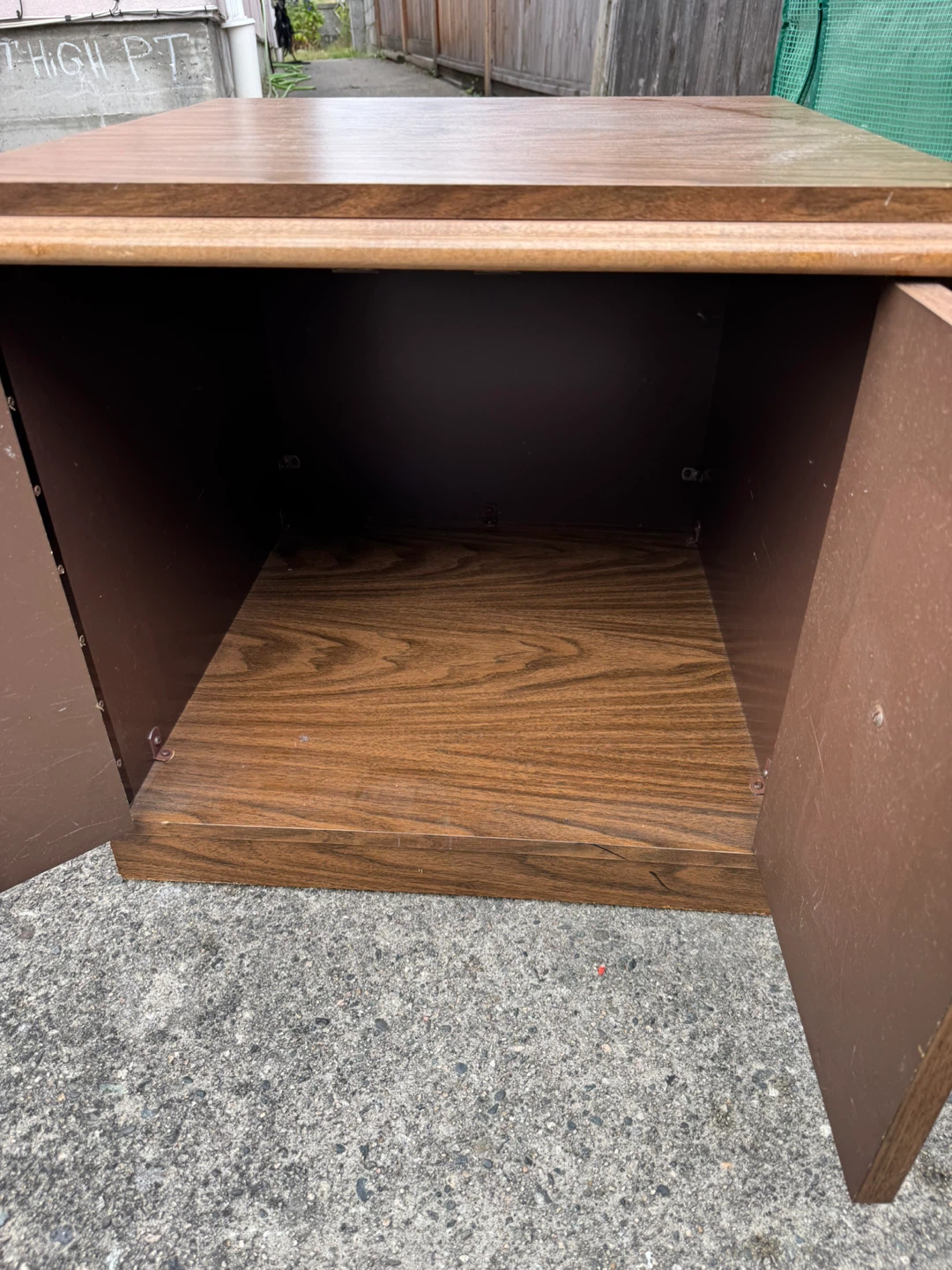 Vintage Wood Side Table with Doors - photo 4