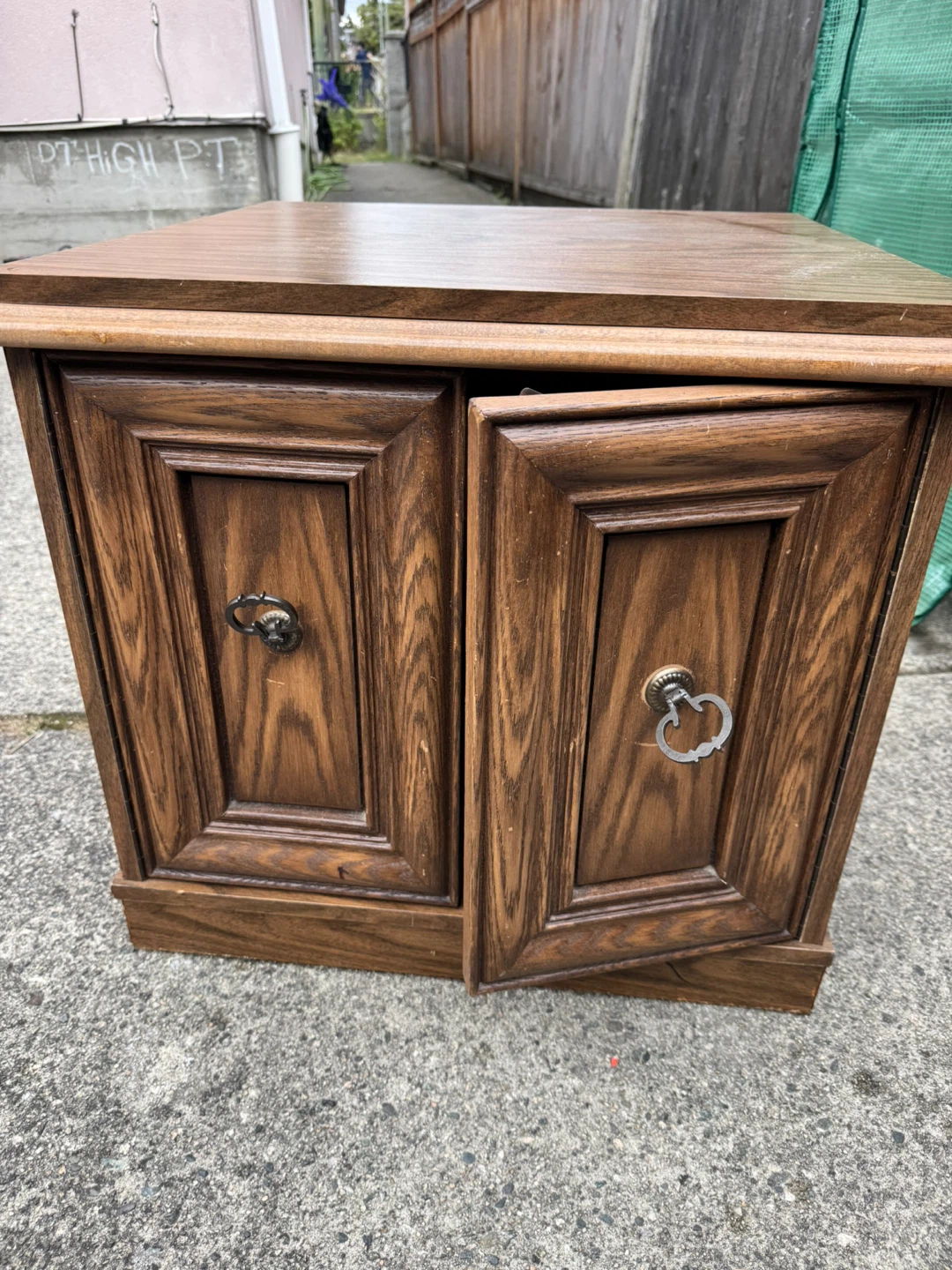 Vintage Wood Side Table with Doors - photo 5