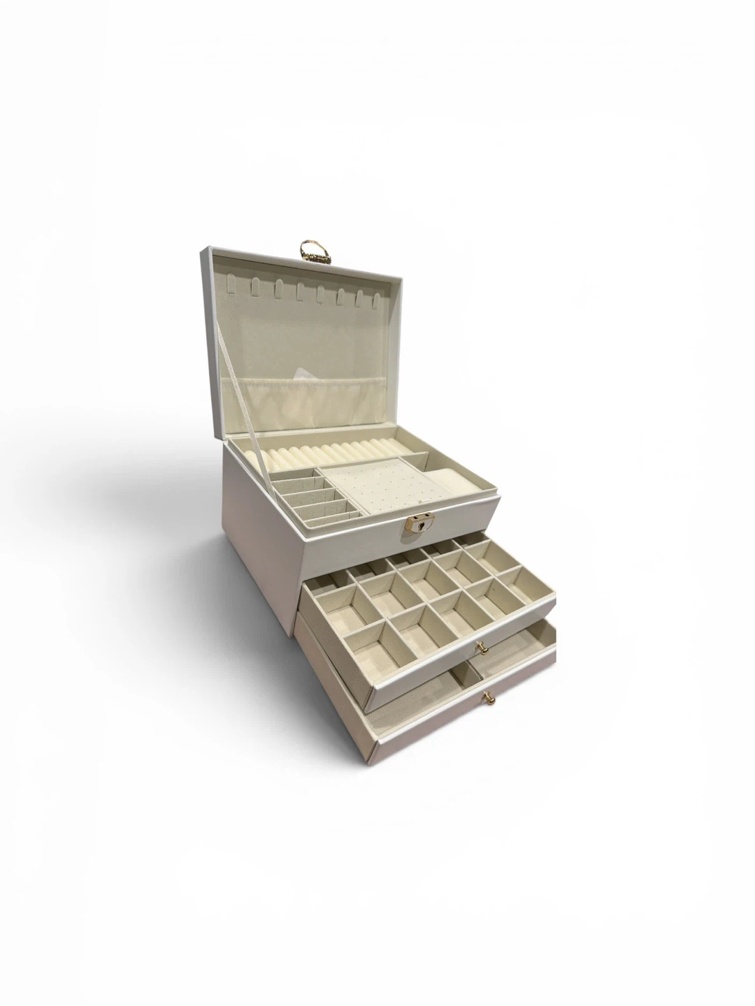 White Jewelry Box Organizer with 3 Drawers - photo 4