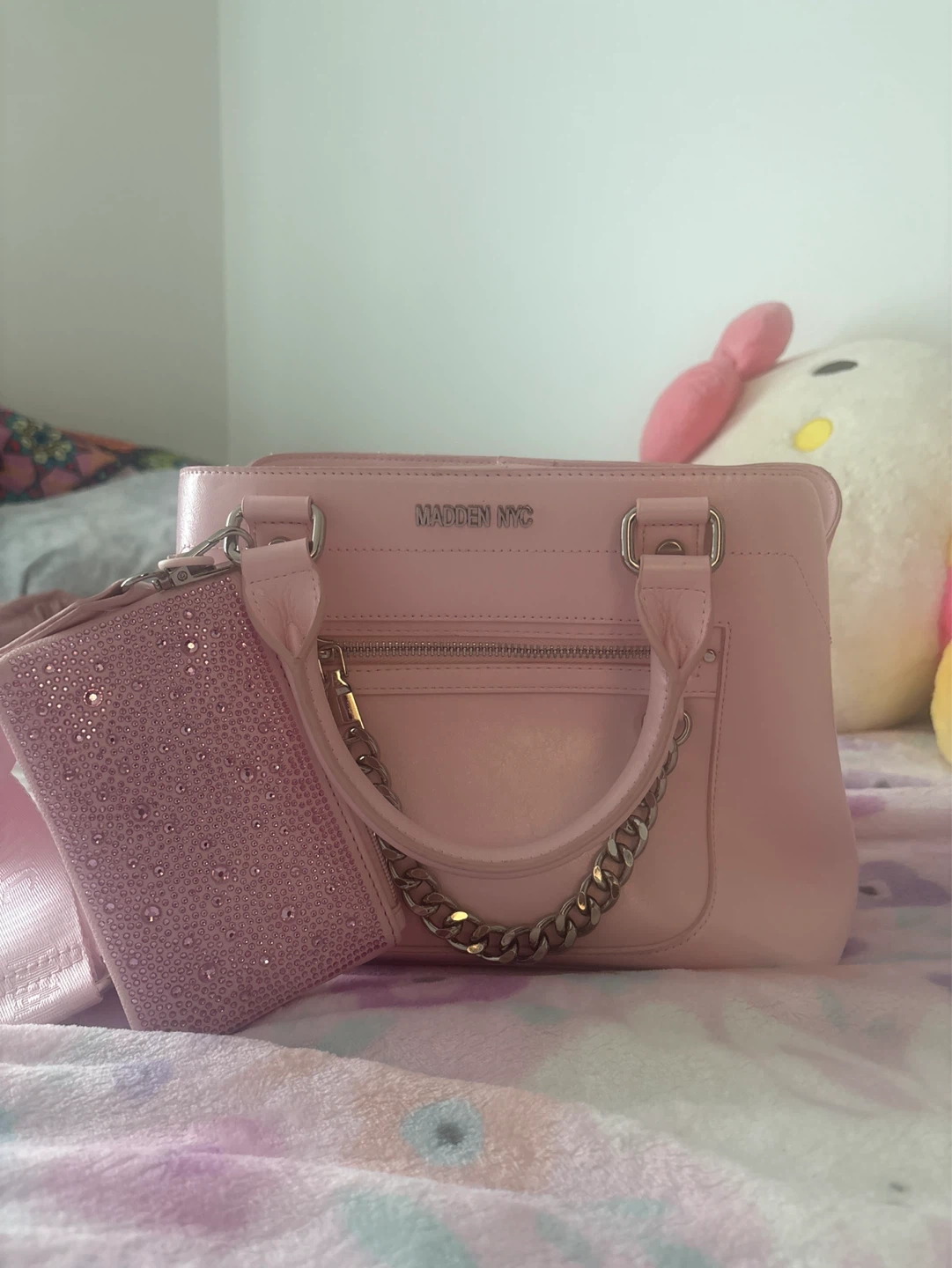 Madden NYC Pink Handbag with Matching Pouch
