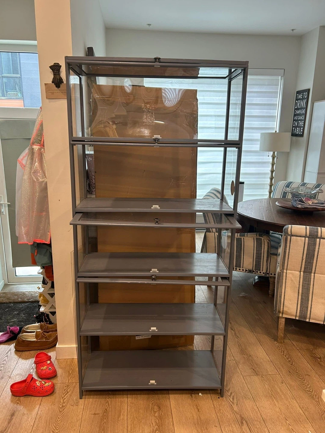 Grey Glass Display Shelf Unit