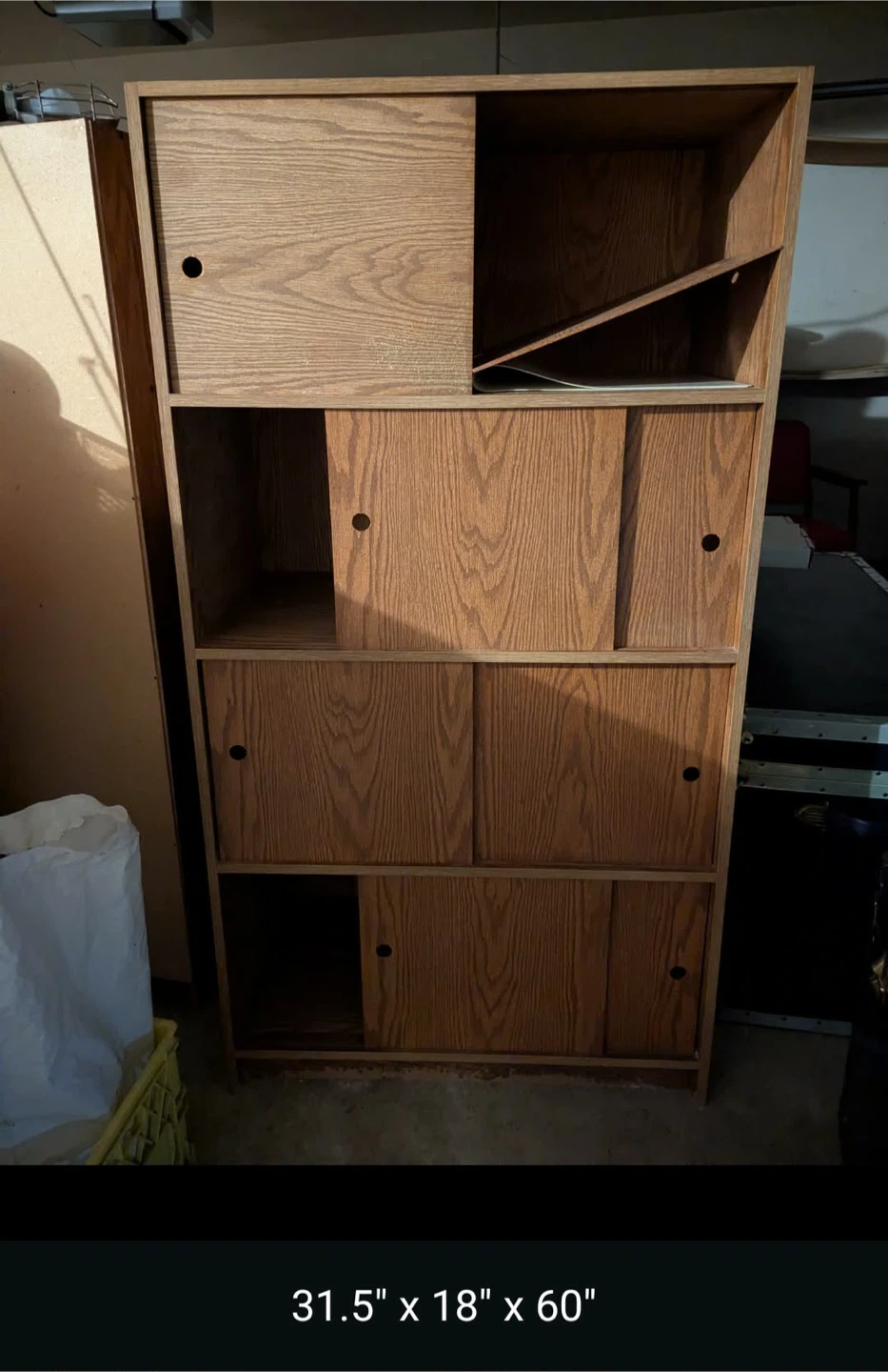 Wooden Bookcase with Sliding Doors
