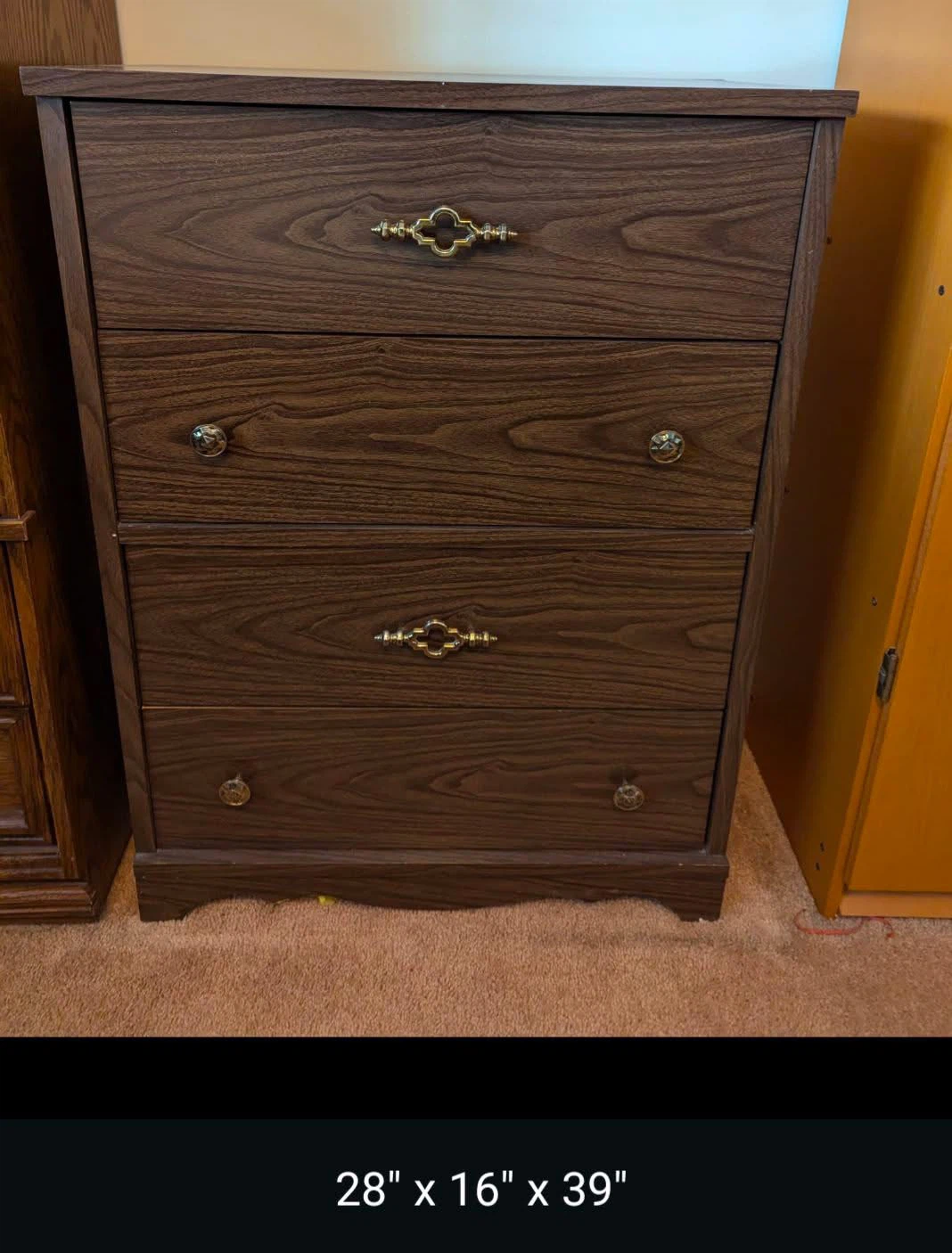 Dark Wood Dresser - 4 Drawers