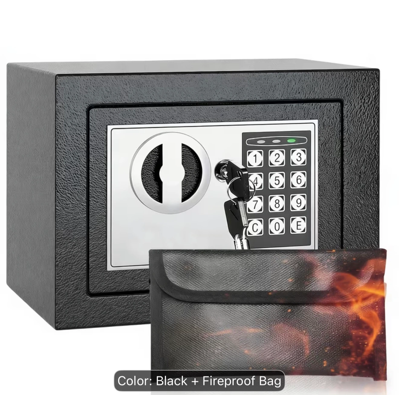 Black Digital Safe with Key and Fireproof Bag - photo 3
