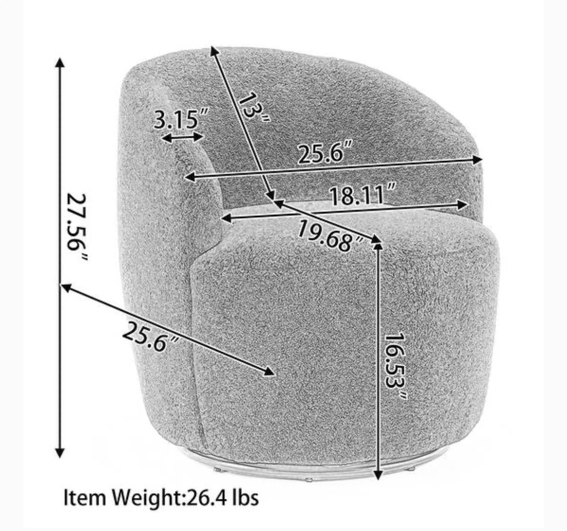 Teddy Swivel Armchair Barrel Chair - photo 3