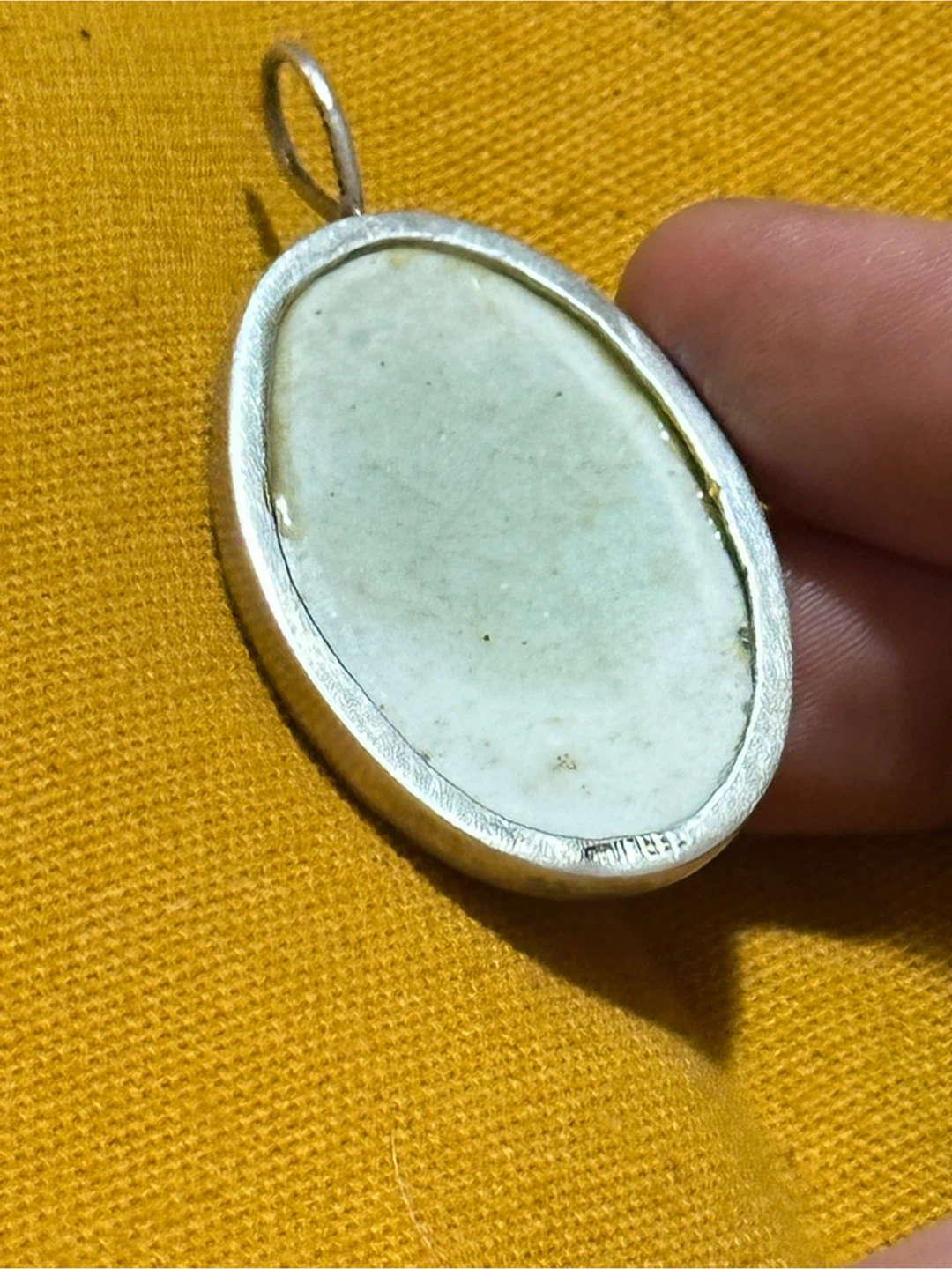 Vintage Chinese Porcelain Shard Sterling Pendant - photo 4