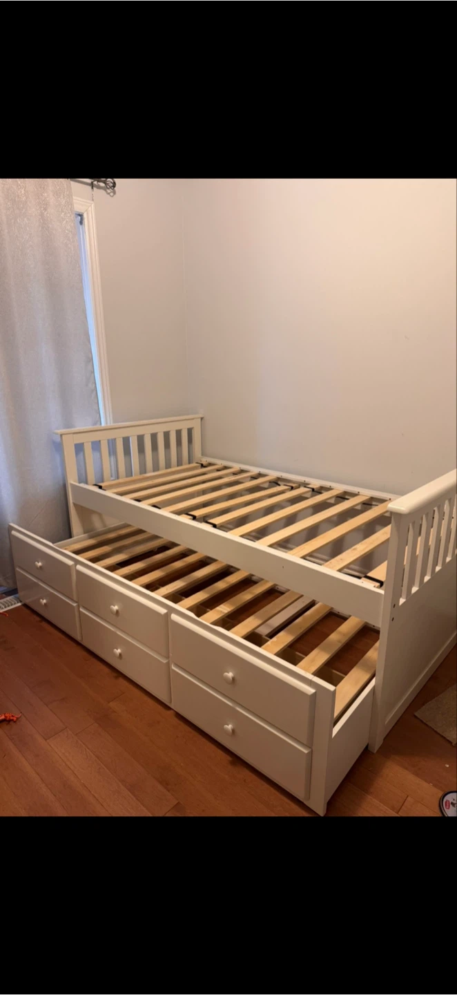 White Twin Daybed with Trundle and Storage Drawers